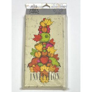 VTG 1970s 10pk LILAC HEDGES Fall Party INVITATIONS Fruit Leaves Pears NIP NEW